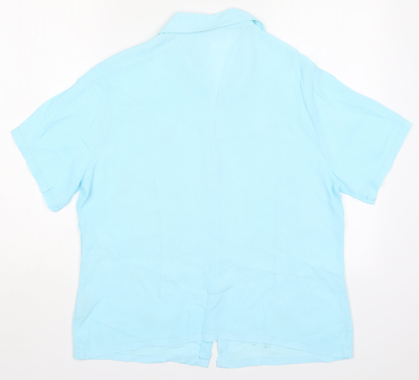 Roman Womens Blue Floral Viscose Basic Button-Up Size 16 Collared
