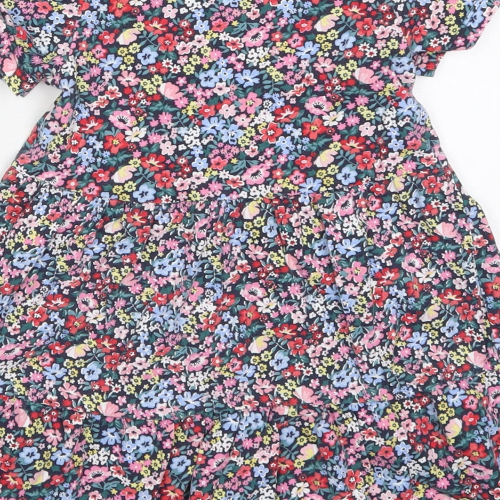 H&M Girls Multicoloured Floral Cotton Trapeze & Swing  Size 2-3 Years  Round Neck Pullover