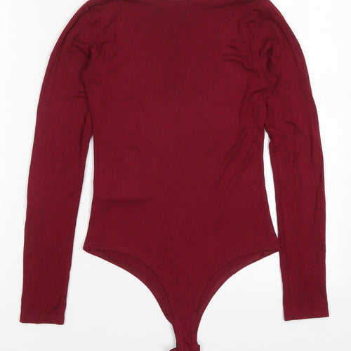 PRETTYLITTLETHING Womens Red  Viscose Bodysuit One-Piece Size 6  Button