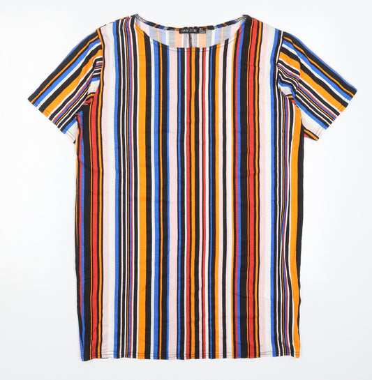I SAW IT FIRST Womens Multicoloured Striped Viscose T-Shirt Dress  Size 6  Round Neck Pullover