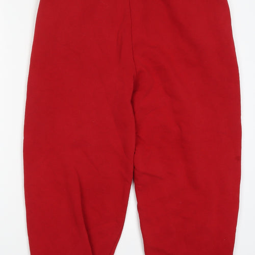 Primark Womens Red  Cotton Sweatpants Trousers Size 12 L26 in Regular Drawstring - If You're Reading This Have a Great Day Give the World Good Energy