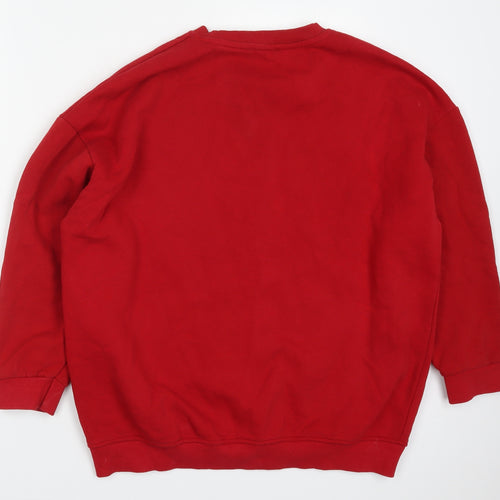 Primark Womens Red  Cotton Pullover Sweatshirt Size 12  Pullover - If You're Reading This Have a Great Day Give the World Good Energy