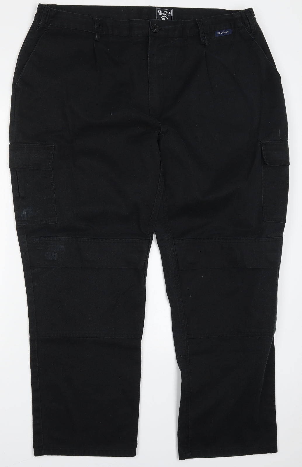 Black Knight Mens Black  Polyester Carpenter Trousers Size 44 L30 in Regular Button - Workwear