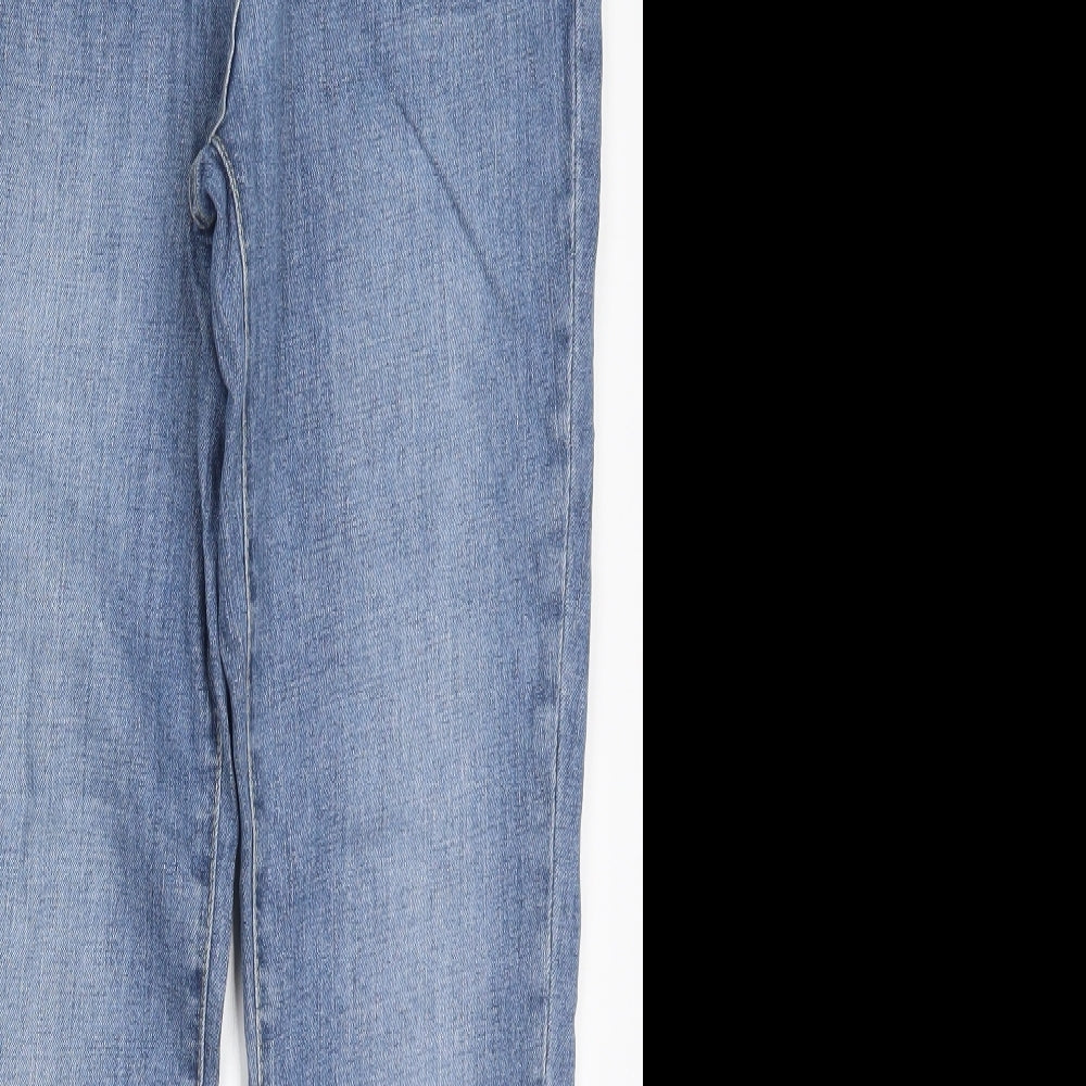 NEXT Womens Blue  Cotton Skinny Jeans Size 12 L28 in Relaxed Button