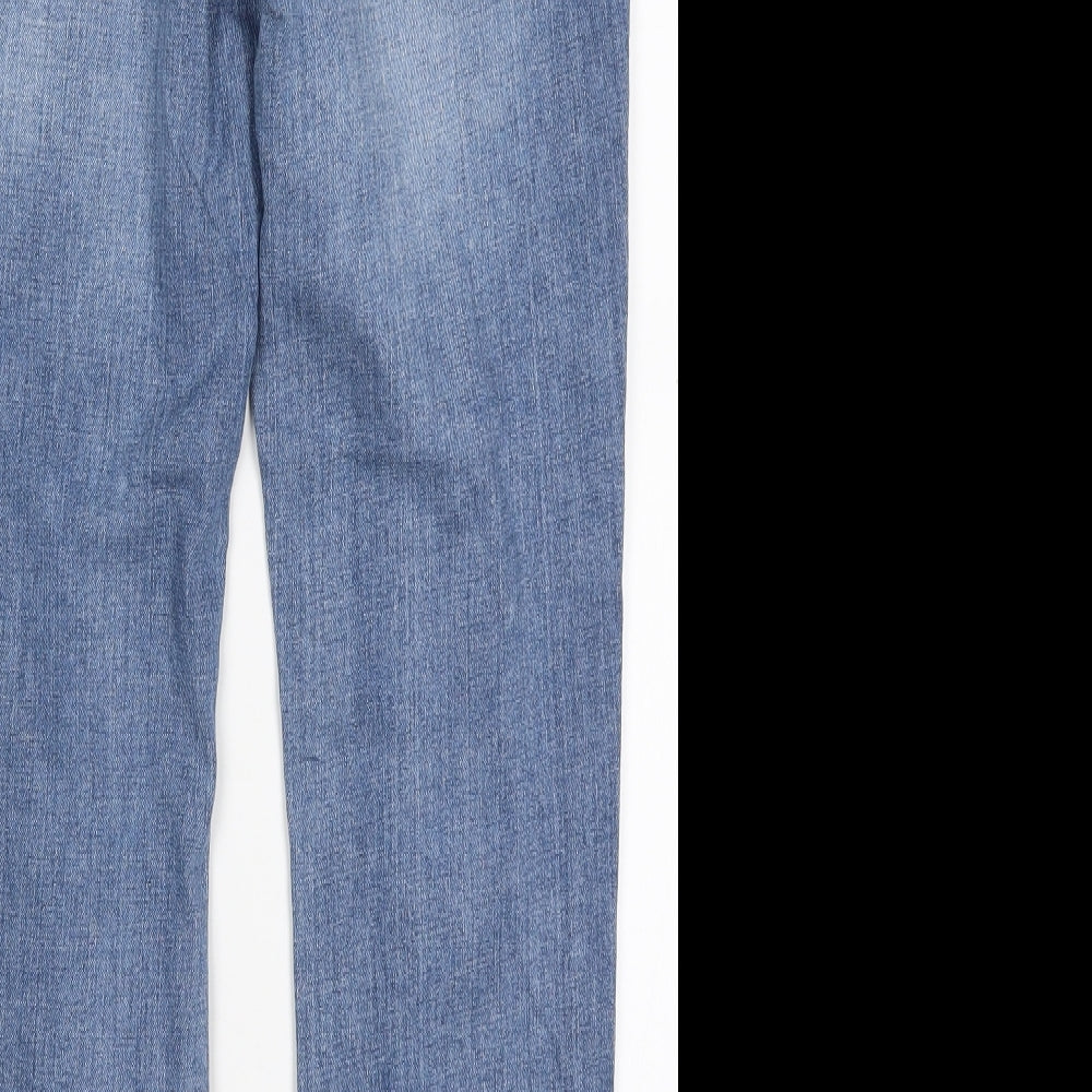 NEXT Womens Blue  Cotton Skinny Jeans Size 12 L28 in Relaxed Button