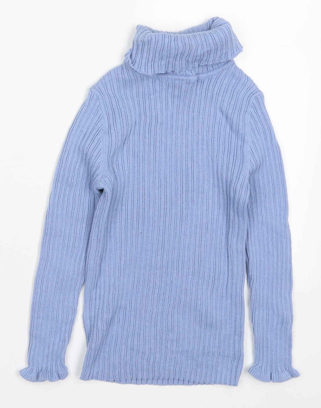 George Girls Blue Roll Neck  Cotton Pullover Jumper Size 5-6 Years  Pullover