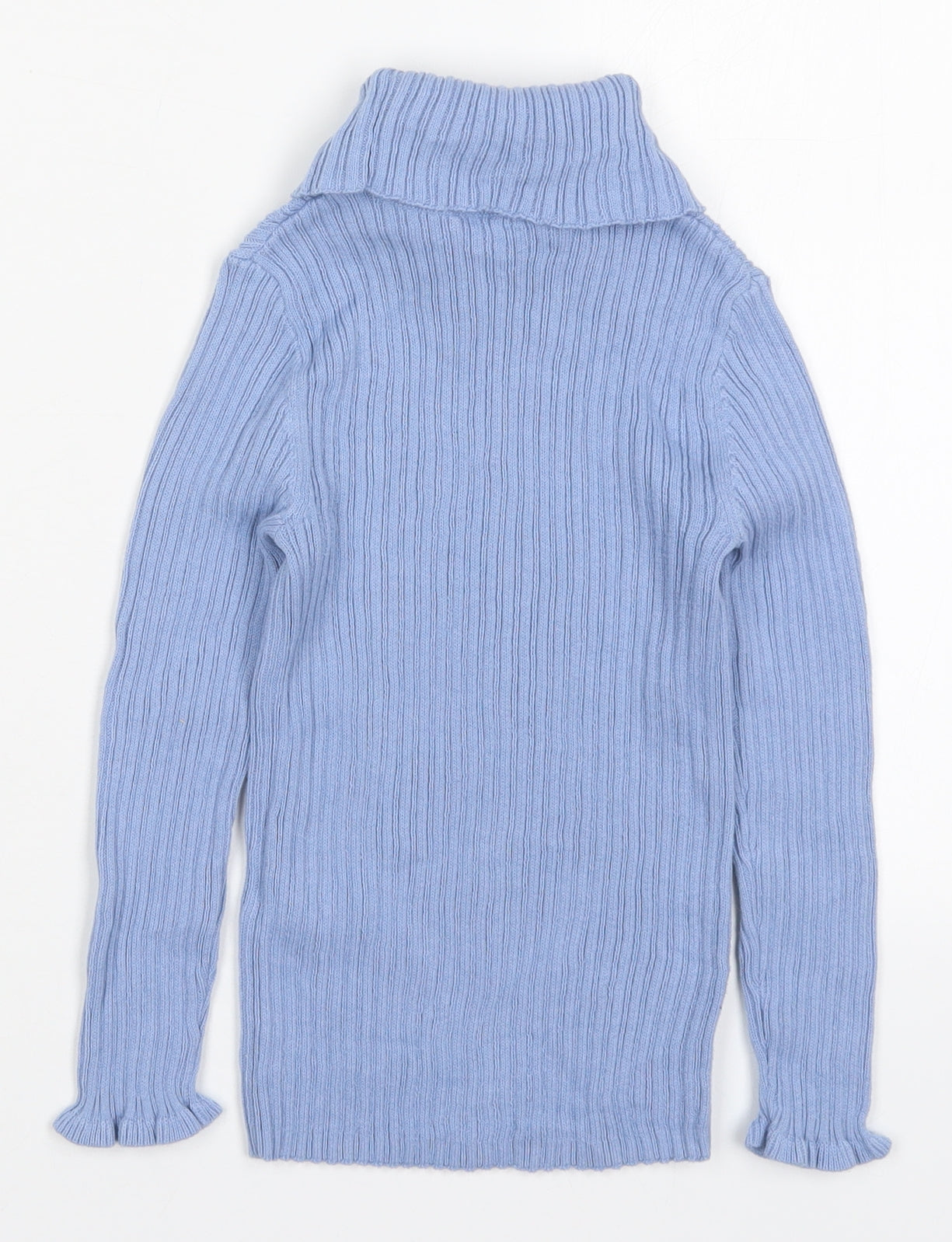 George Girls Blue Roll Neck  Cotton Pullover Jumper Size 5-6 Years  Pullover