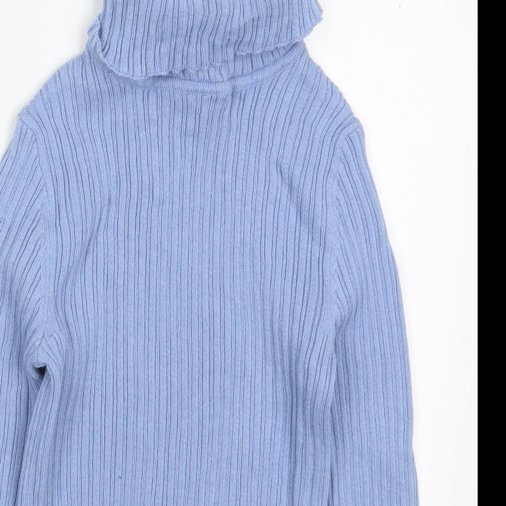 George Girls Blue Roll Neck  Cotton Pullover Jumper Size 5-6 Years  Pullover
