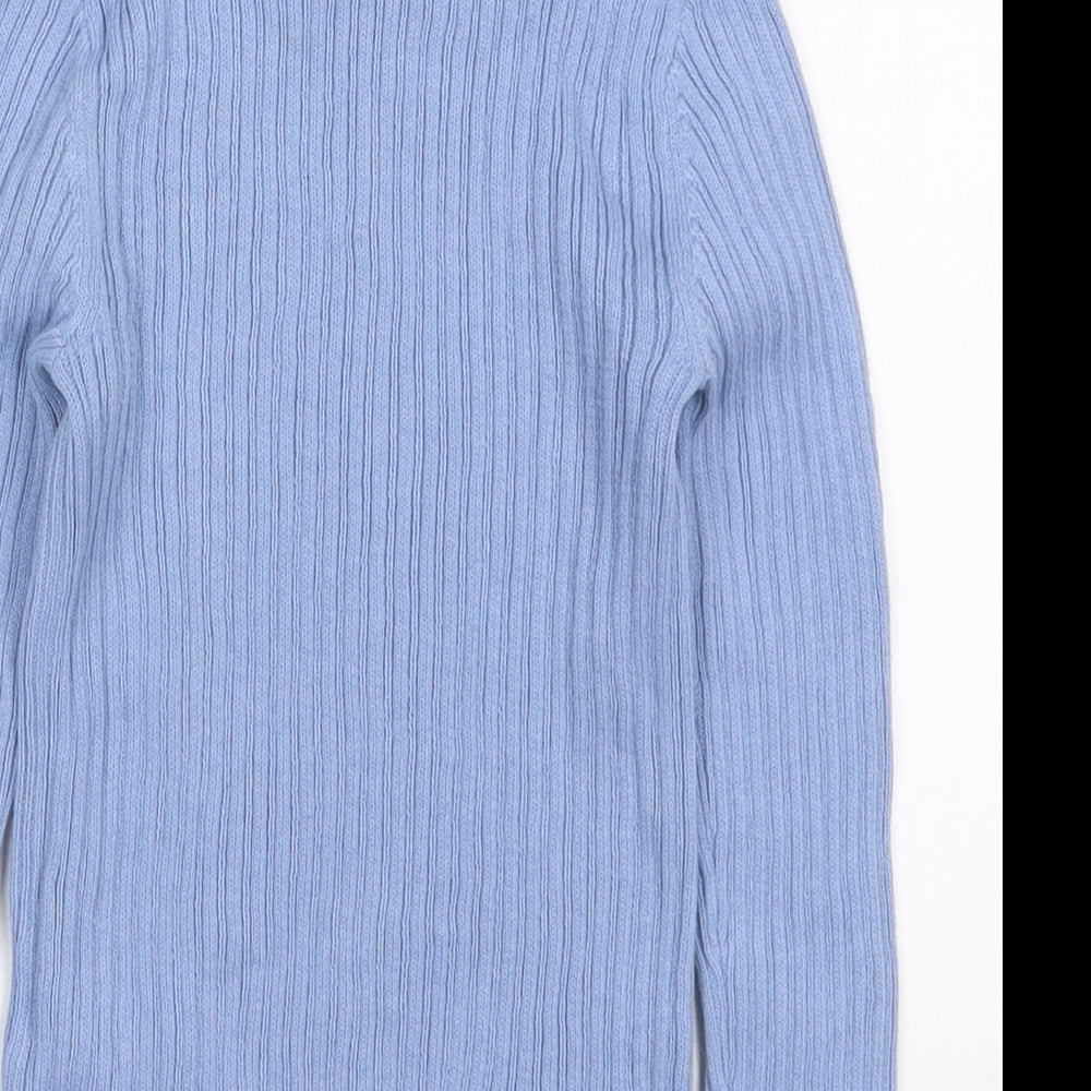 George Girls Blue Roll Neck  Cotton Pullover Jumper Size 5-6 Years  Pullover