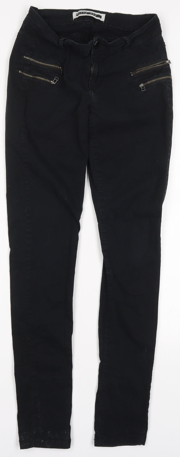 Noisy may Womens Black Cotton Trousers Size XS L30.5 in Regular Button