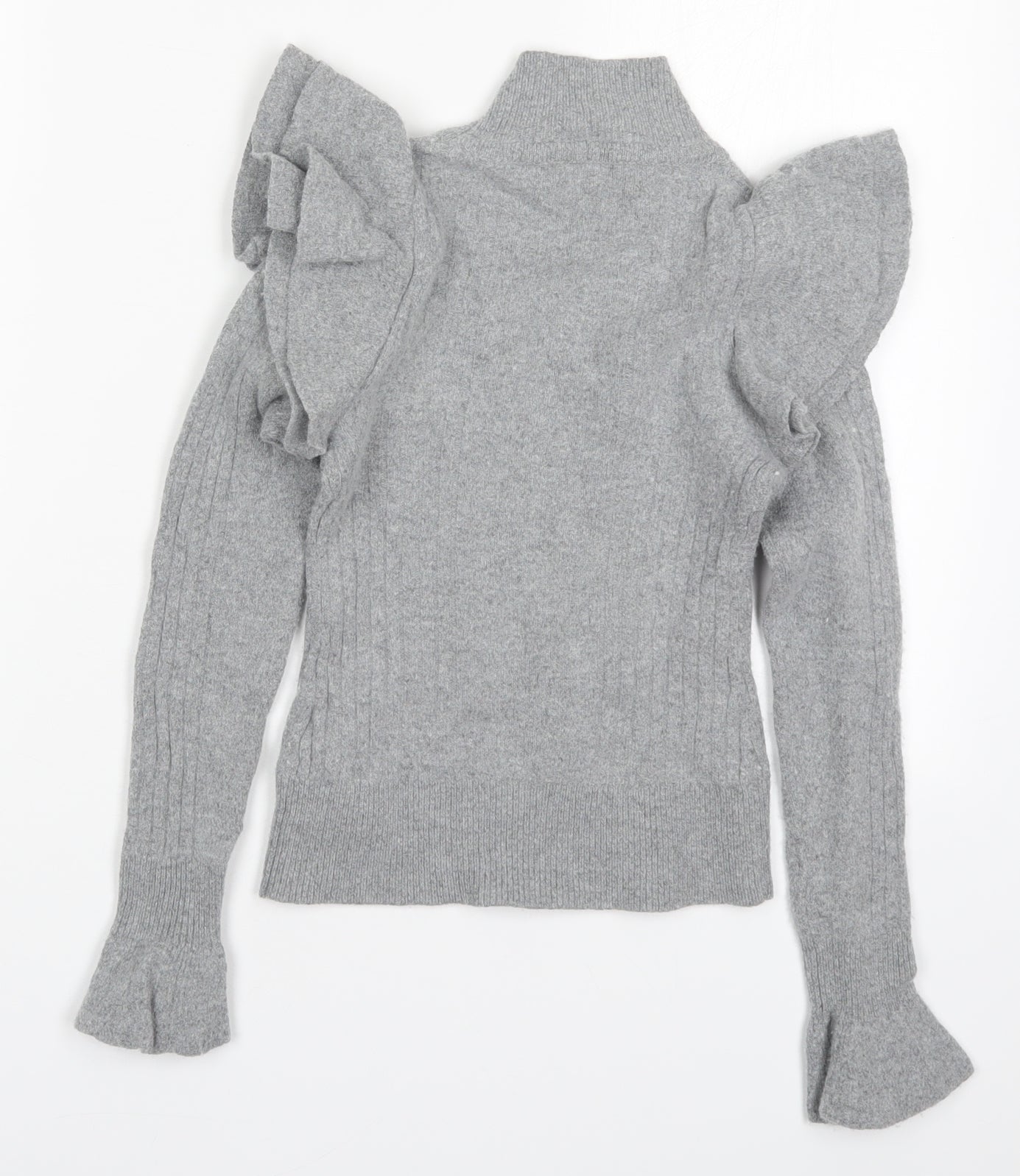 Karen Millen Womens Grey High Neck  Wool Pullover Jumper Size XS