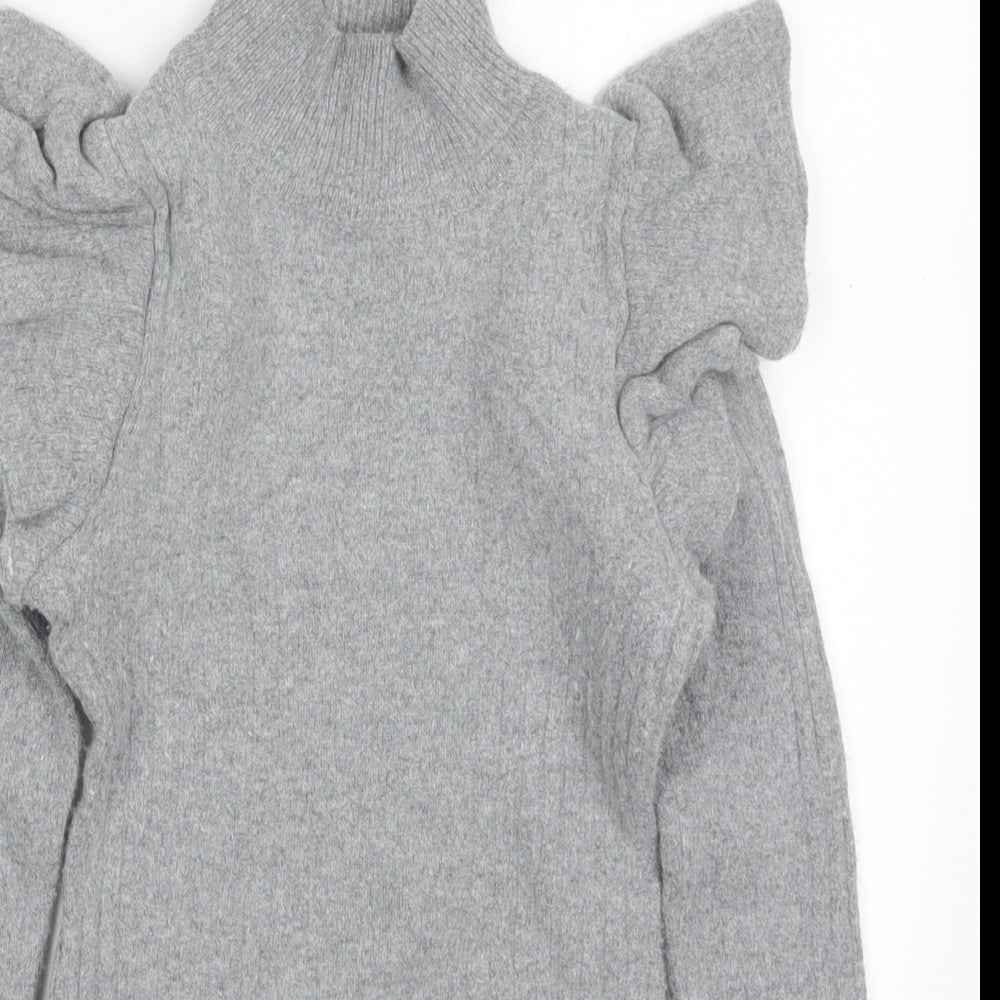 Karen Millen Womens Grey High Neck  Wool Pullover Jumper Size XS