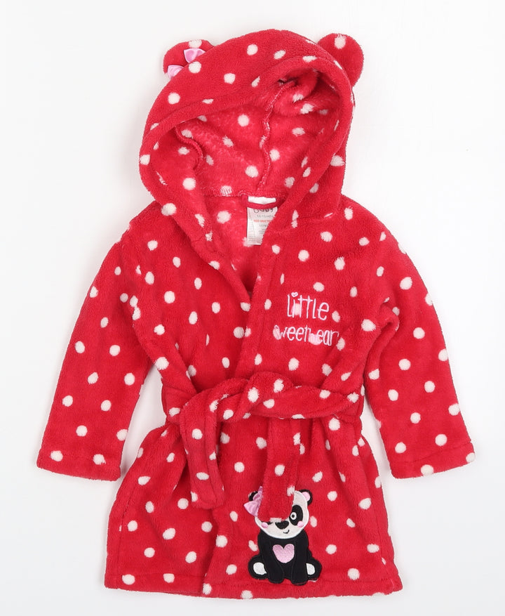 Peacocks Girls Red Polka Dot Polyester Kimono Robe Size 12-18 Months  Tie - Little Sweetheart Panda