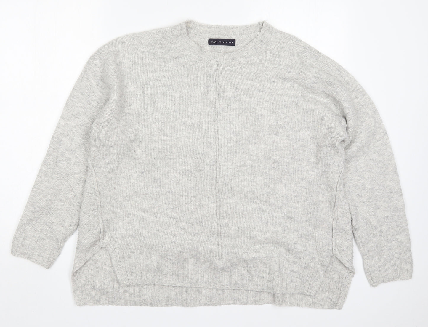 Marks and Spencer Womens Grey Round Neck  Acrylic Pullover Jumper Size L