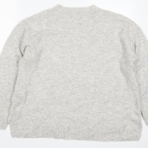 Marks and Spencer Womens Grey Round Neck  Acrylic Pullover Jumper Size L