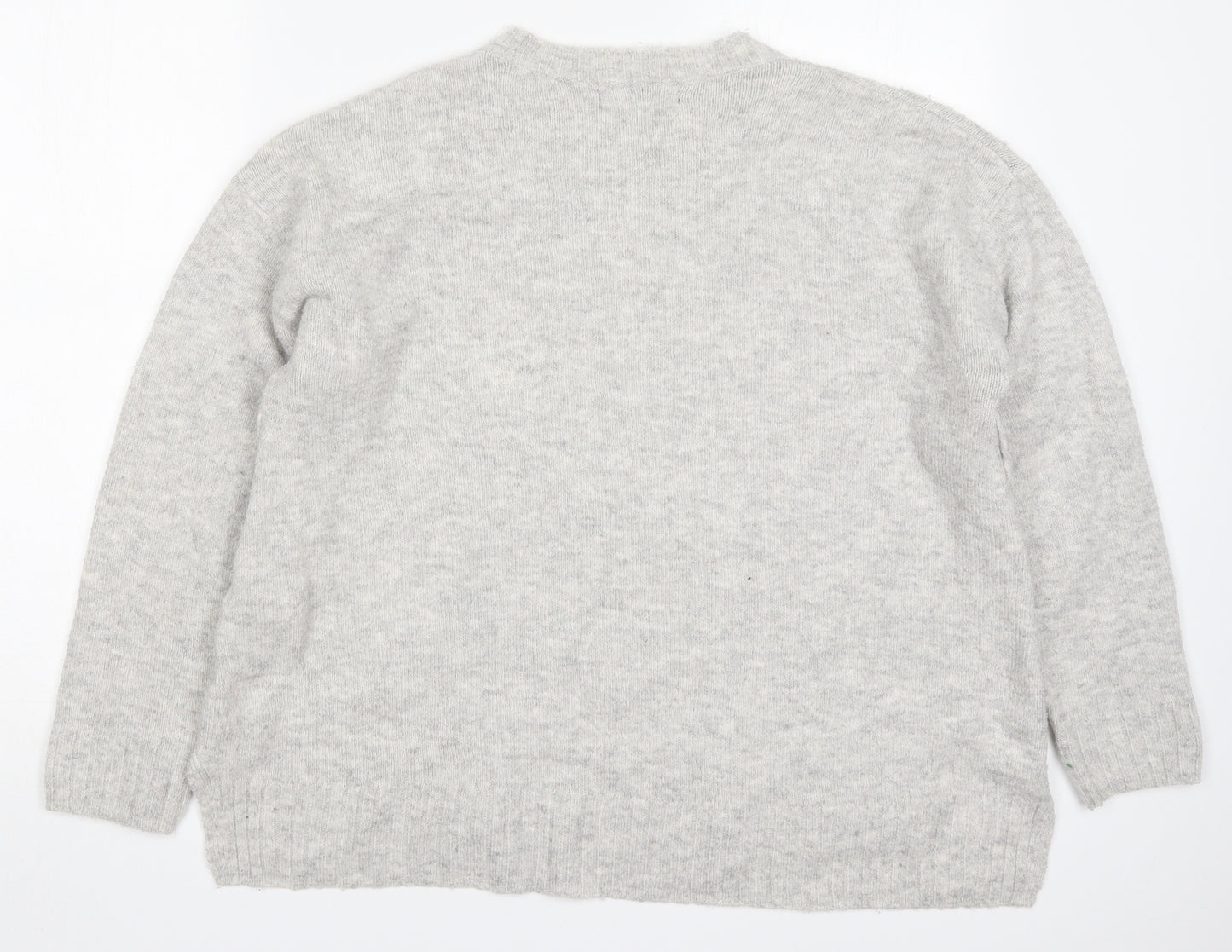 Marks and Spencer Womens Grey Round Neck  Acrylic Pullover Jumper Size L
