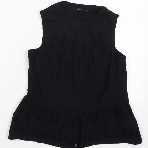 NEXT Womens Black  Cotton Basic Tank Size 6 Round Neck