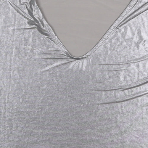 River Island Womens Silver  Polyester Basic T-Shirt Size 8 Round Neck