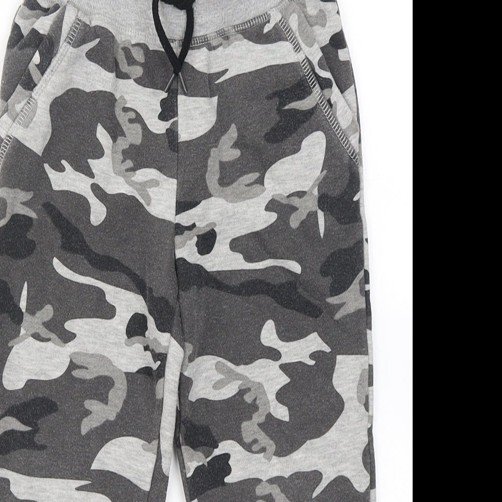 Primark Boys Grey Camouflage Cotton Jogger Trousers Size 5-6 Years  Regular Drawstring