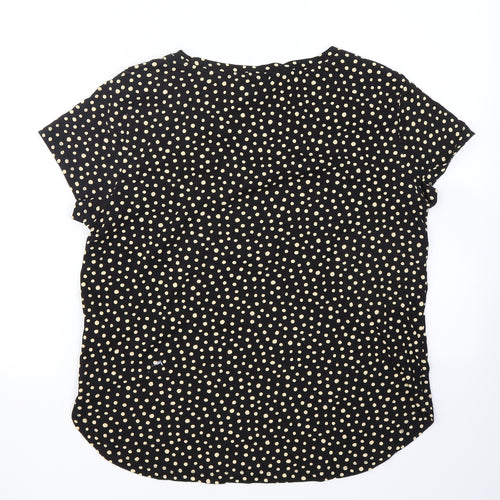 H&M Womens Black Polka Dot Cotton Basic T-Shirt Size S Crew Neck