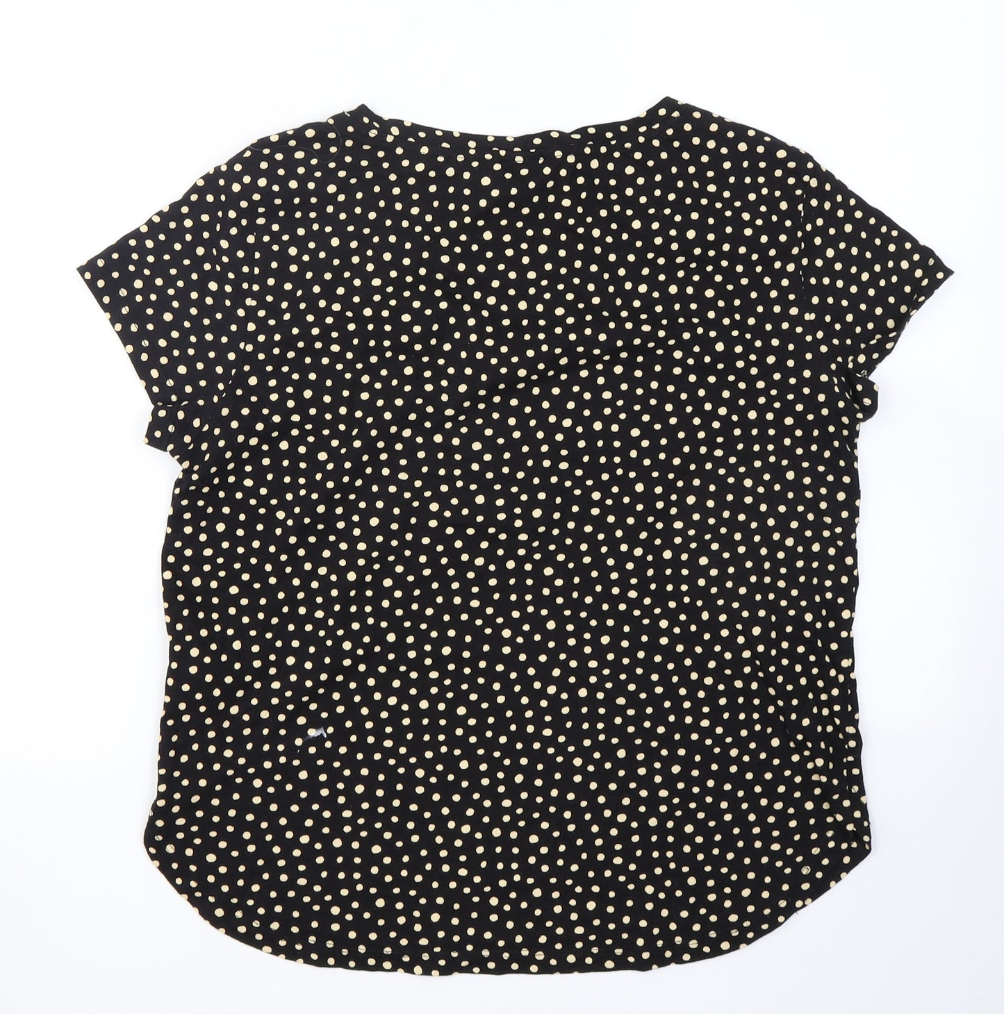 H&M Womens Black Polka Dot Cotton Basic T-Shirt Size S Crew Neck