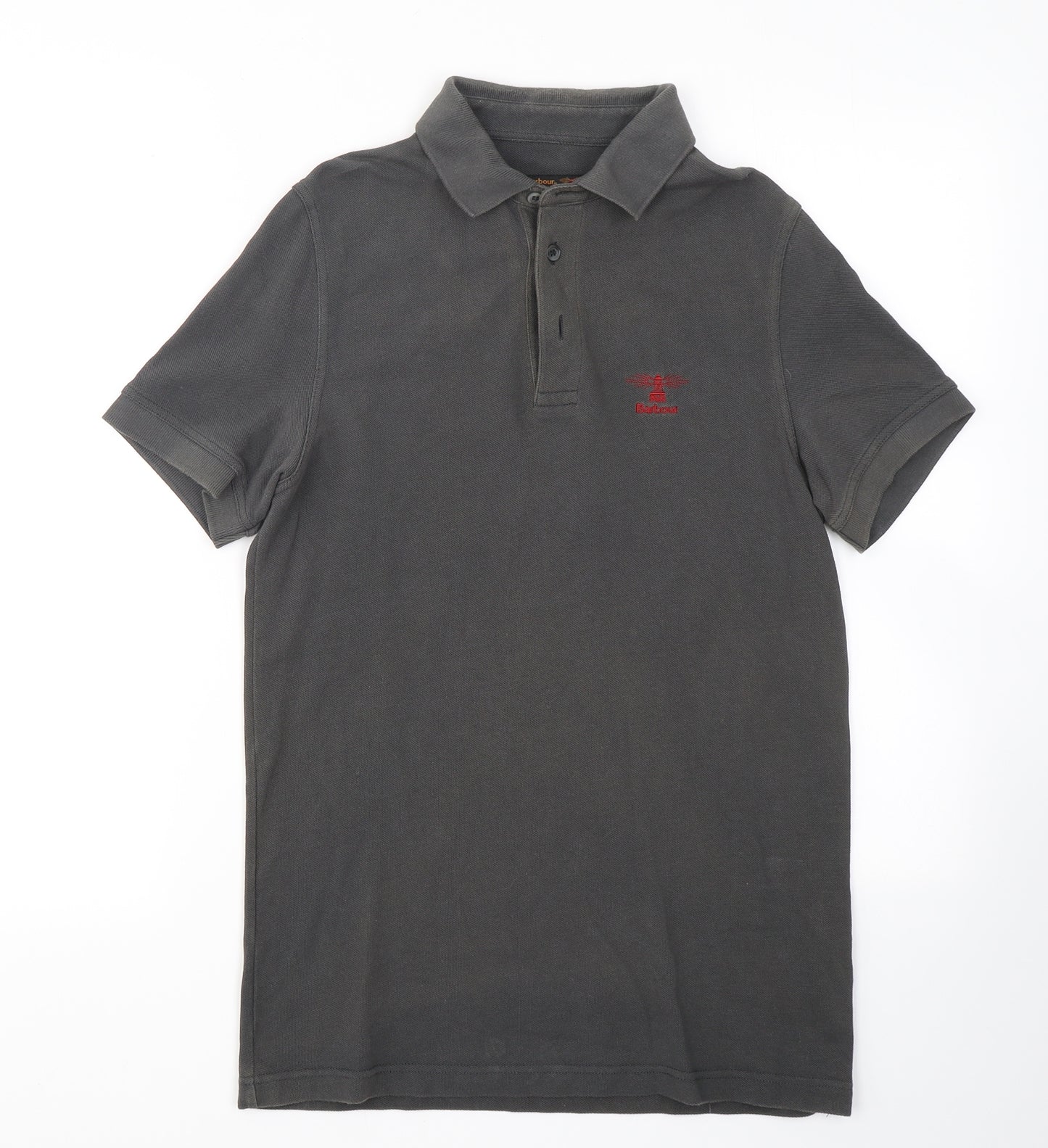 Barbour Mens Grey  Cotton  Polo Size S Collared Button
