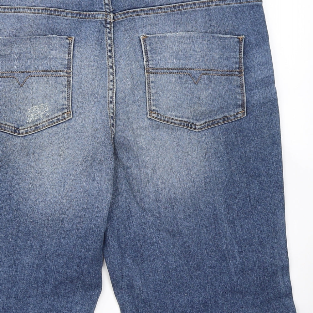 Indigo Collection Womens Blue  Cotton Boyfriend Shorts Size 12 L11 in Regular Button