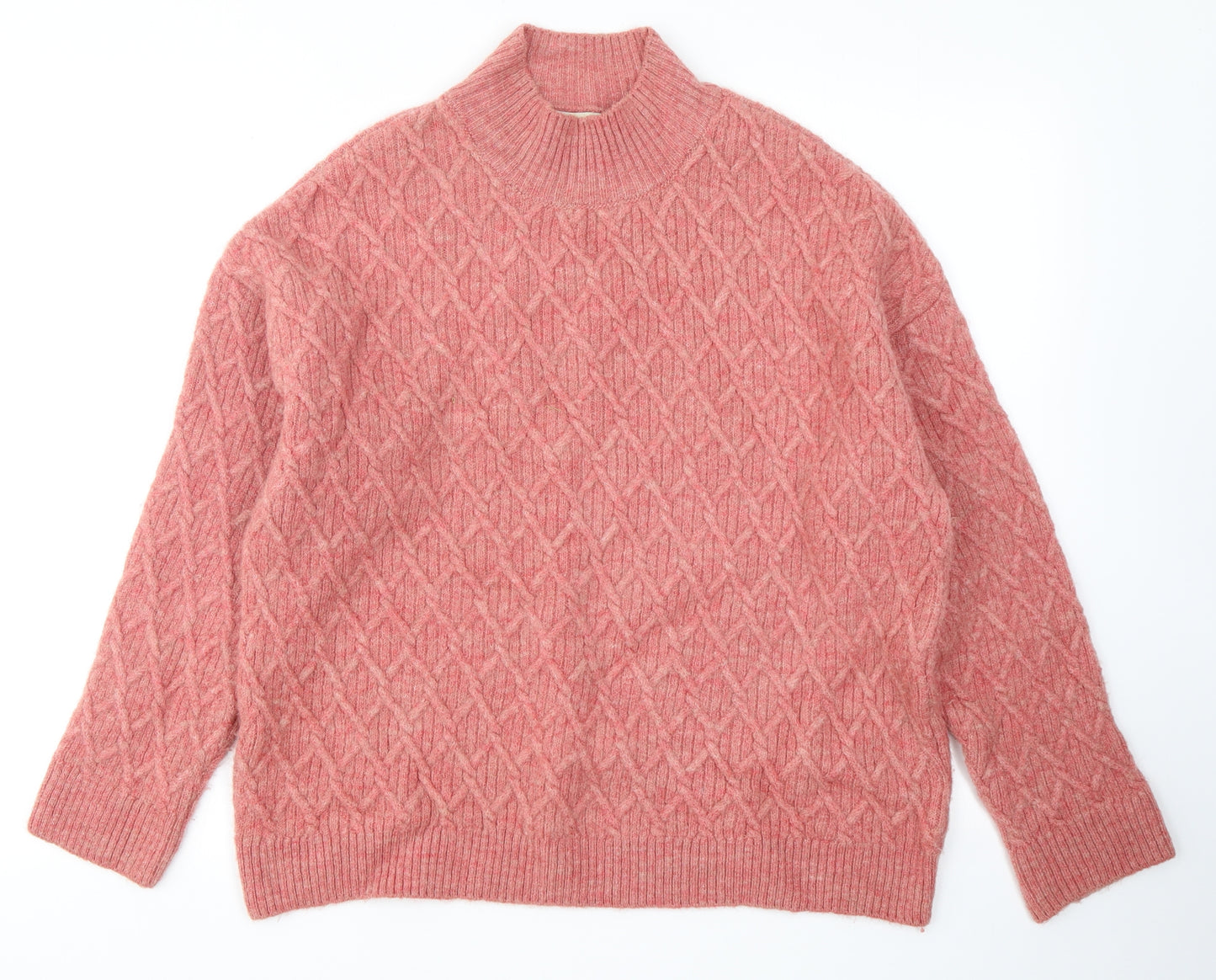 George Womens Pink Mock Neck  Acrylic Pullover Jumper Size M