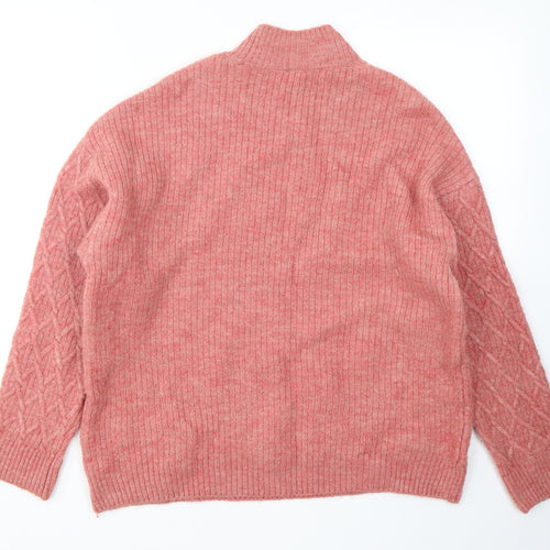 George Womens Pink Mock Neck  Acrylic Pullover Jumper Size M