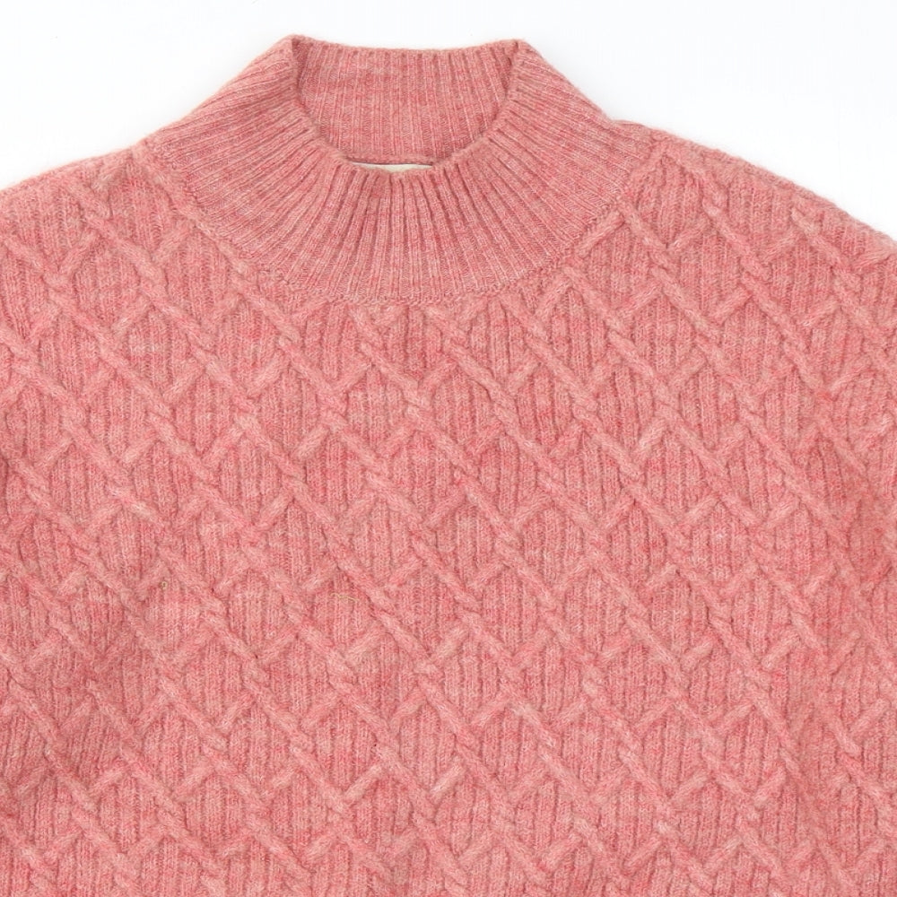 George Womens Pink Mock Neck  Acrylic Pullover Jumper Size M