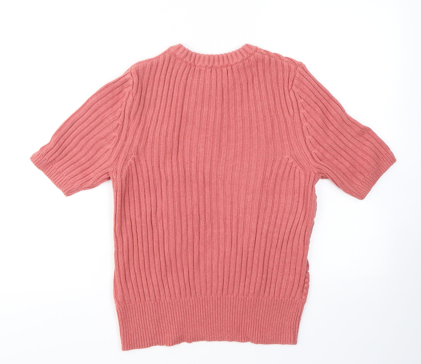 M&S Collection Womens Pink  Cotton Basic T-Shirt Size 12 Crew Neck