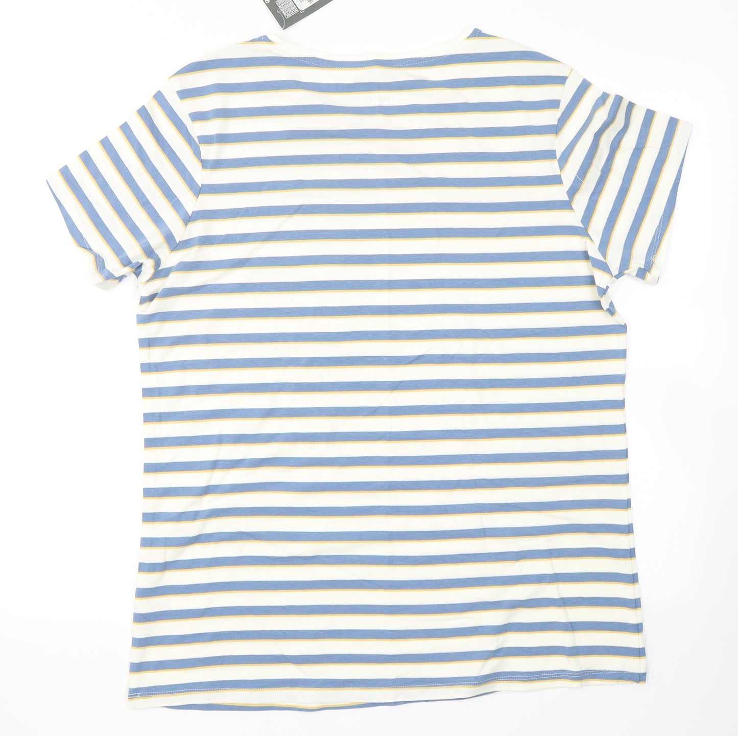 Primark Womens Blue Striped Cotton Basic T-Shirt Size XL Crew Neck