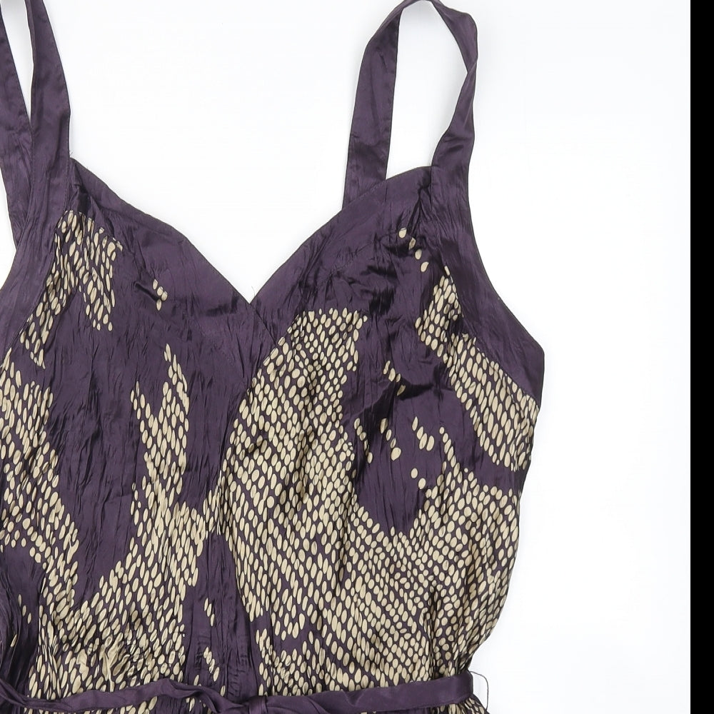 Principles Womens Purple Polka Dot Silk Basic Blouse Size 16 V-Neck