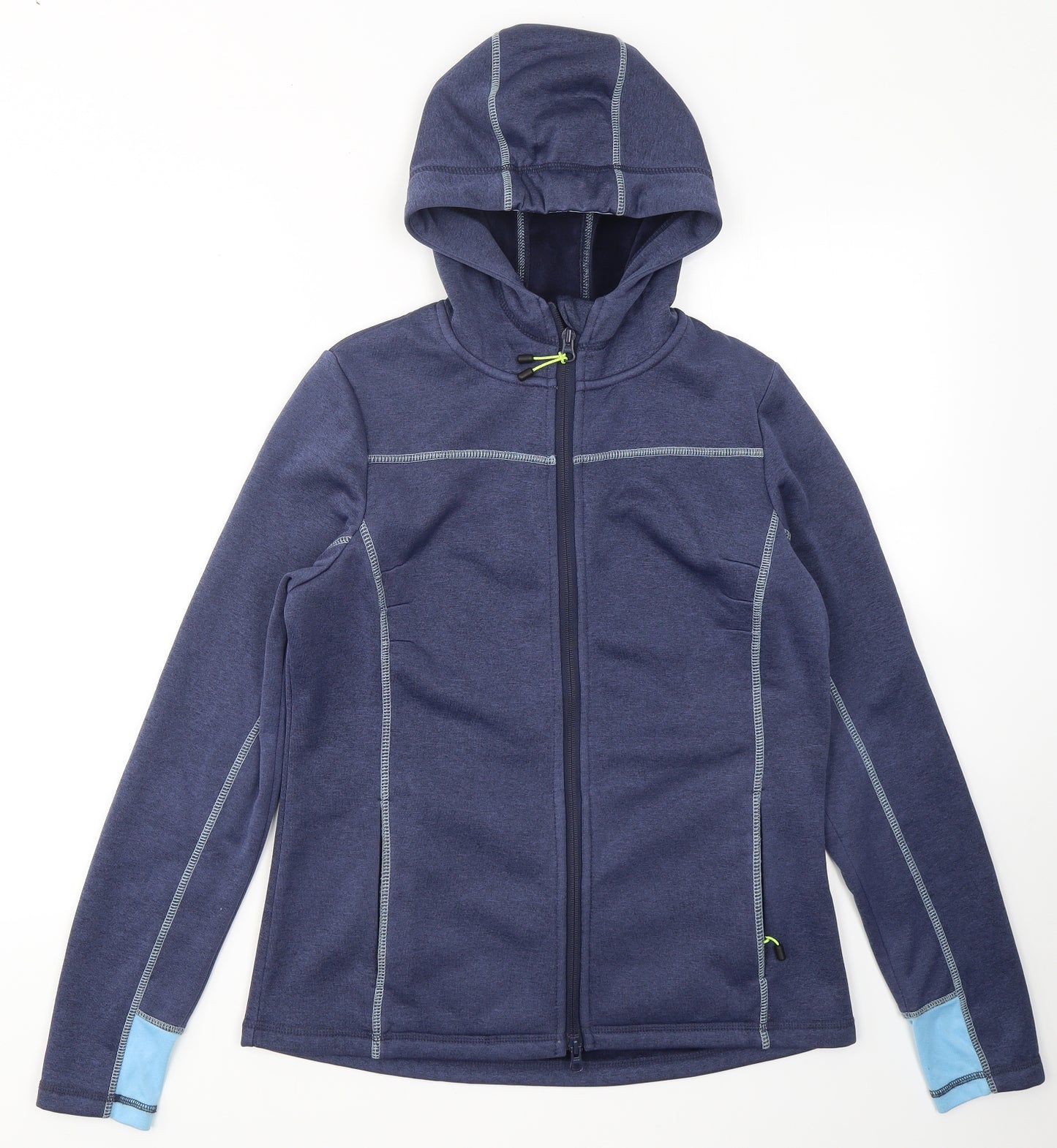 Equestrian Womens Blue Colourblock Polyester Full Zip Hoodie Size S  Zip - Fleece Lined