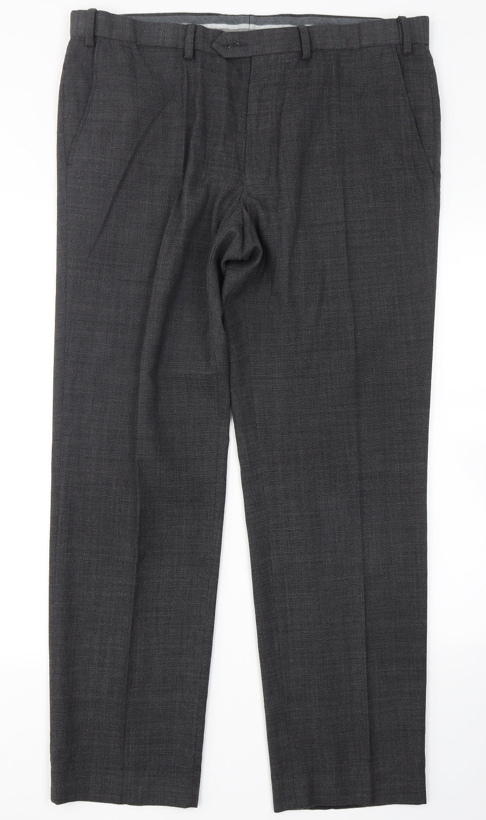 M&S Collection Mens Grey  Wool Dress Pants Trousers Size 36 in L31 in Regular Button - Tailored Fit