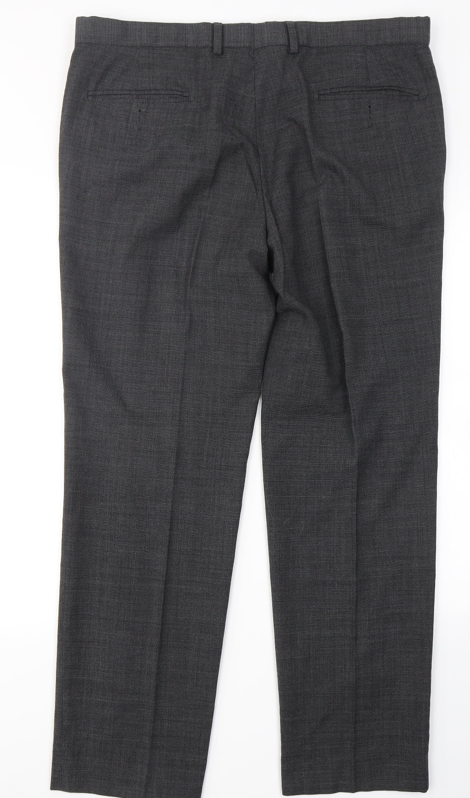 M&S Collection Mens Grey  Wool Dress Pants Trousers Size 36 in L31 in Regular Button - Tailored Fit