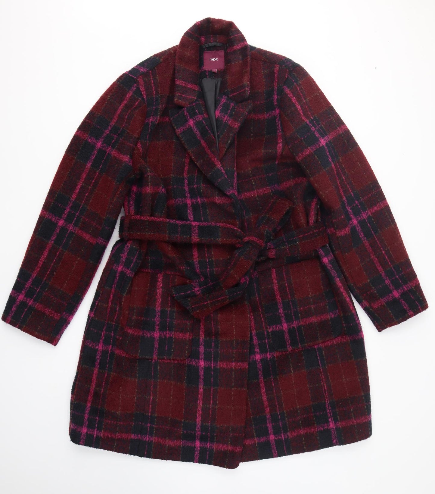NEXT Mens Red Plaid  Overcoat Coat Size 2XL  Snap