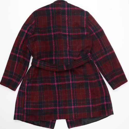 NEXT Mens Red Plaid  Overcoat Coat Size 2XL  Snap