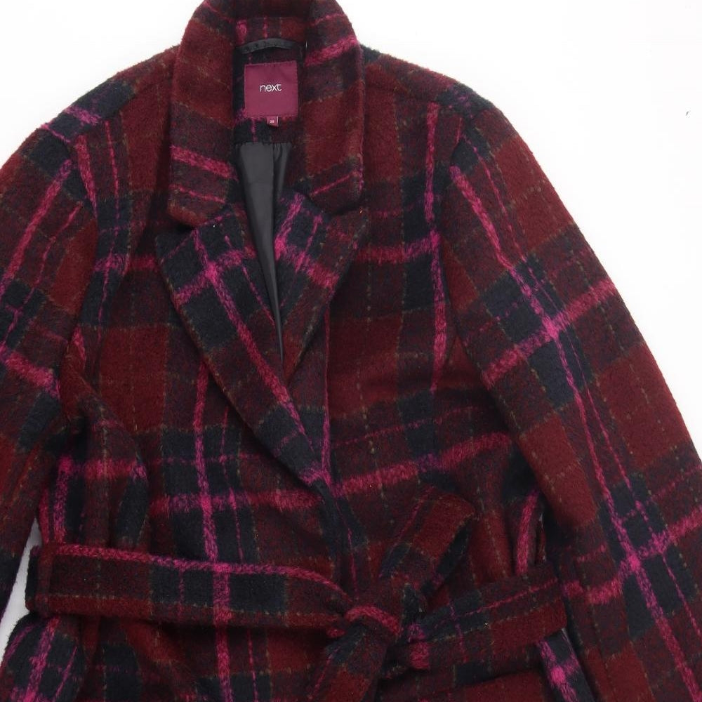 NEXT Mens Red Plaid  Overcoat Coat Size 2XL  Snap