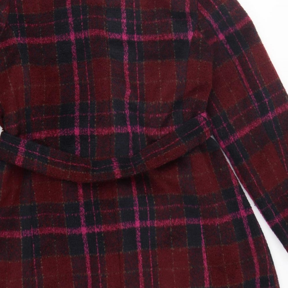 NEXT Mens Red Plaid  Overcoat Coat Size 2XL  Snap