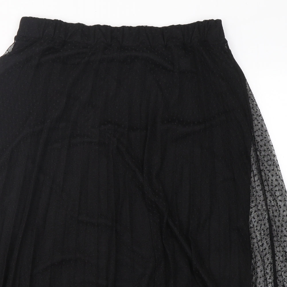 NEXT Womens Black Polka Dot Polyester A-Line Skirt Size 14    - Mesh Overlay