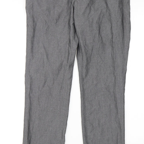 Peacocks Mens Grey  Polyester Dress Pants Trousers Size 30 in L28 in Regular Hook & Eye