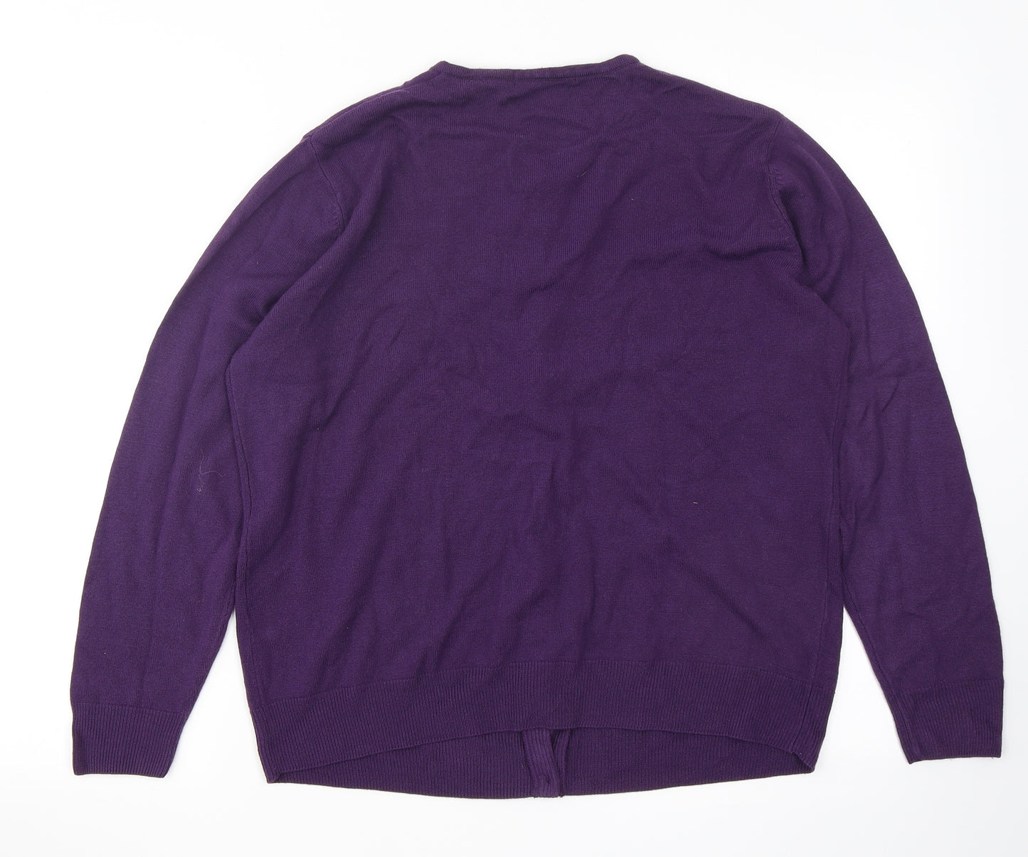 Marks & Spencer Womens Purple Crew Neck  Acrylic Cardigan Jumper Size 16