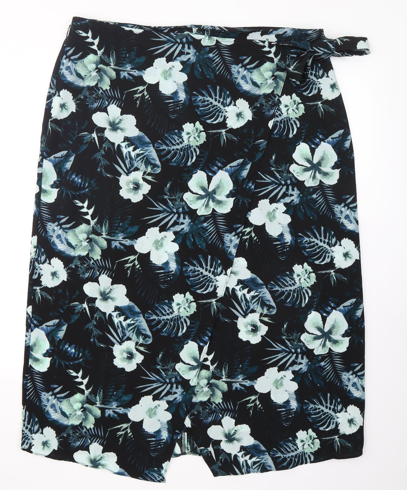 Peacocks Womens Blue Floral Polyester Wrap Skirt Size 16   Tie