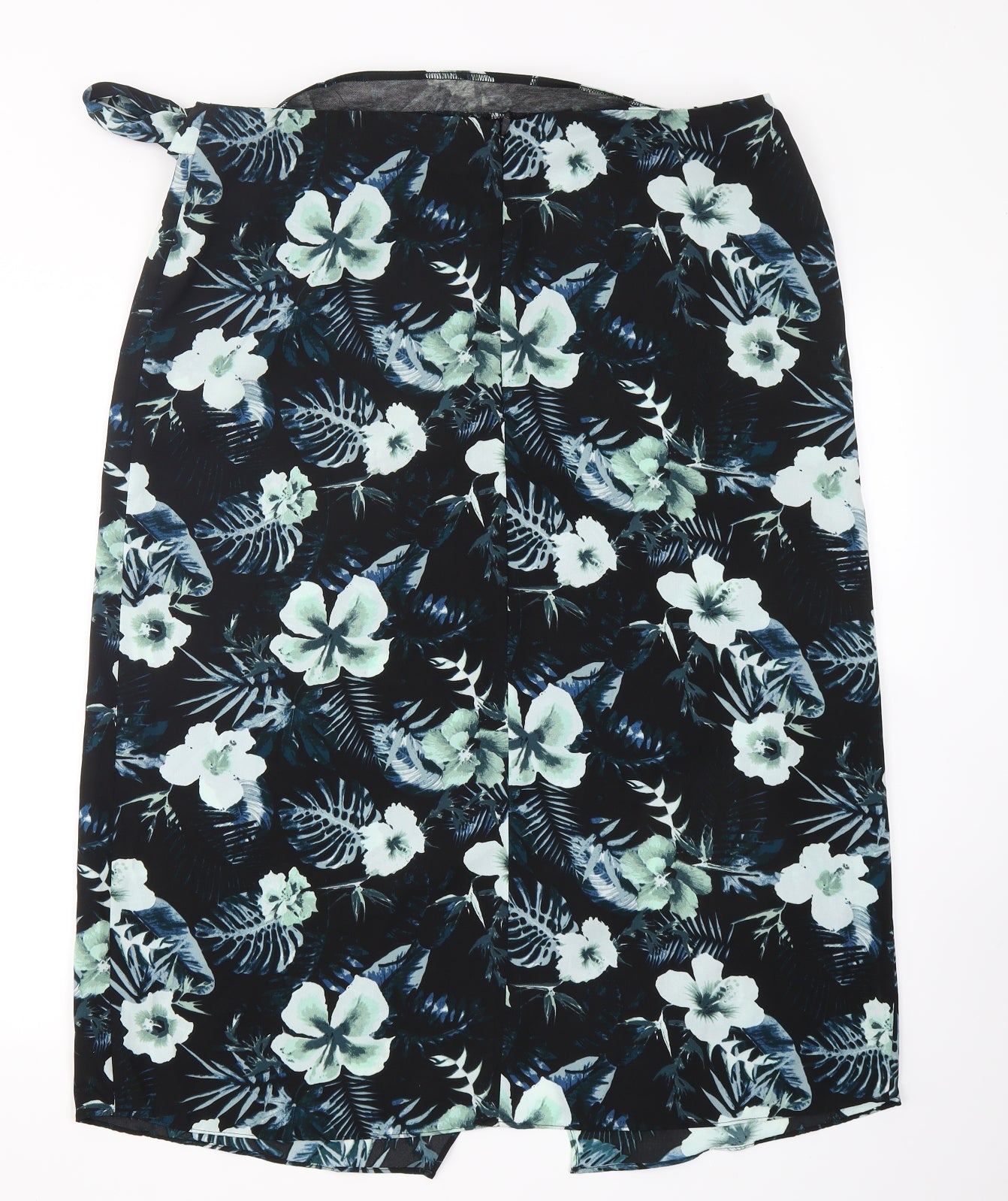Peacocks Womens Blue Floral Polyester Wrap Skirt Size 16   Tie