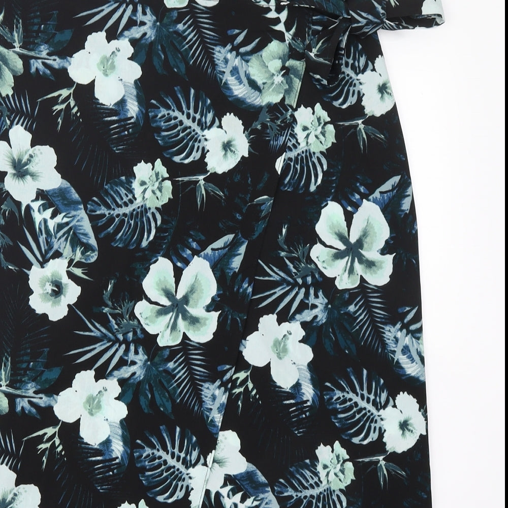Peacocks Womens Blue Floral Polyester Wrap Skirt Size 16   Tie
