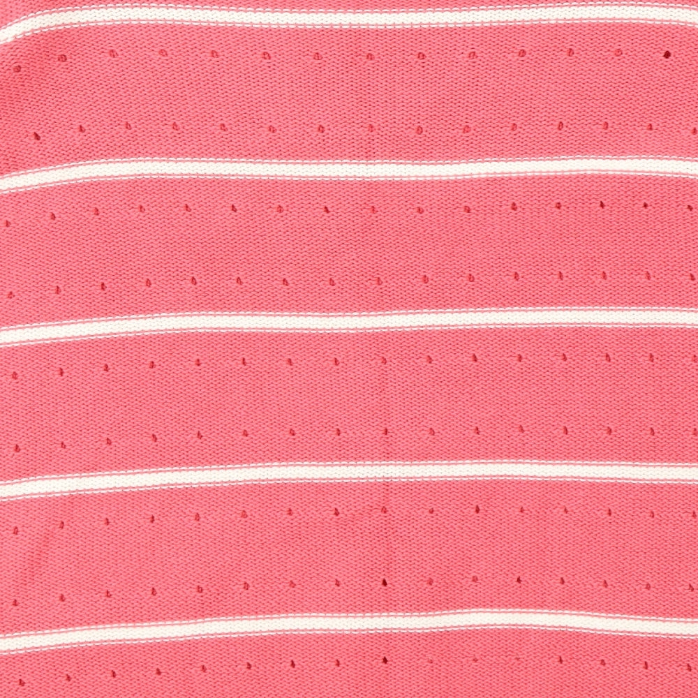 Papaya Womens Pink Round Neck Striped Cotton Pullover Jumper Size 20