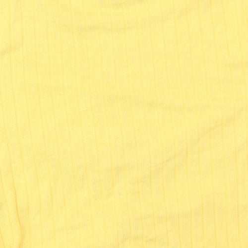 Primark Womens Yellow  Polyester Cropped T-Shirt Size S Crew Neck