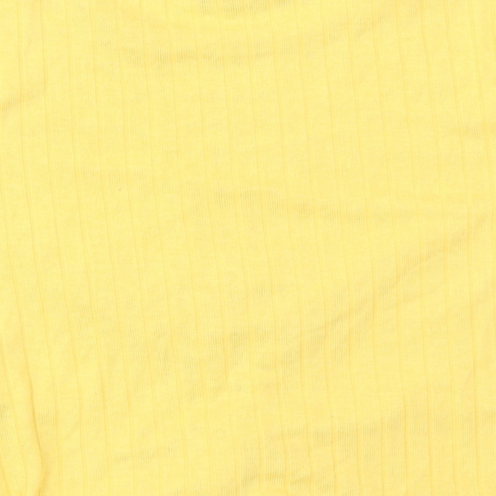 Primark Womens Yellow  Polyester Cropped T-Shirt Size S Crew Neck