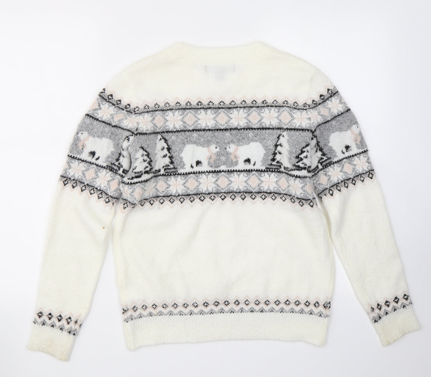 Atmosphere Womens Ivory Crew Neck  Acrylic Pullover Jumper Size S   - Christmas Jumper